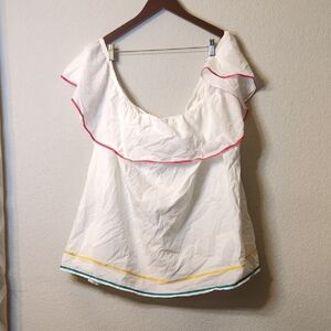 Lane Bryant White Ruffled Off The Shoulder Blouse